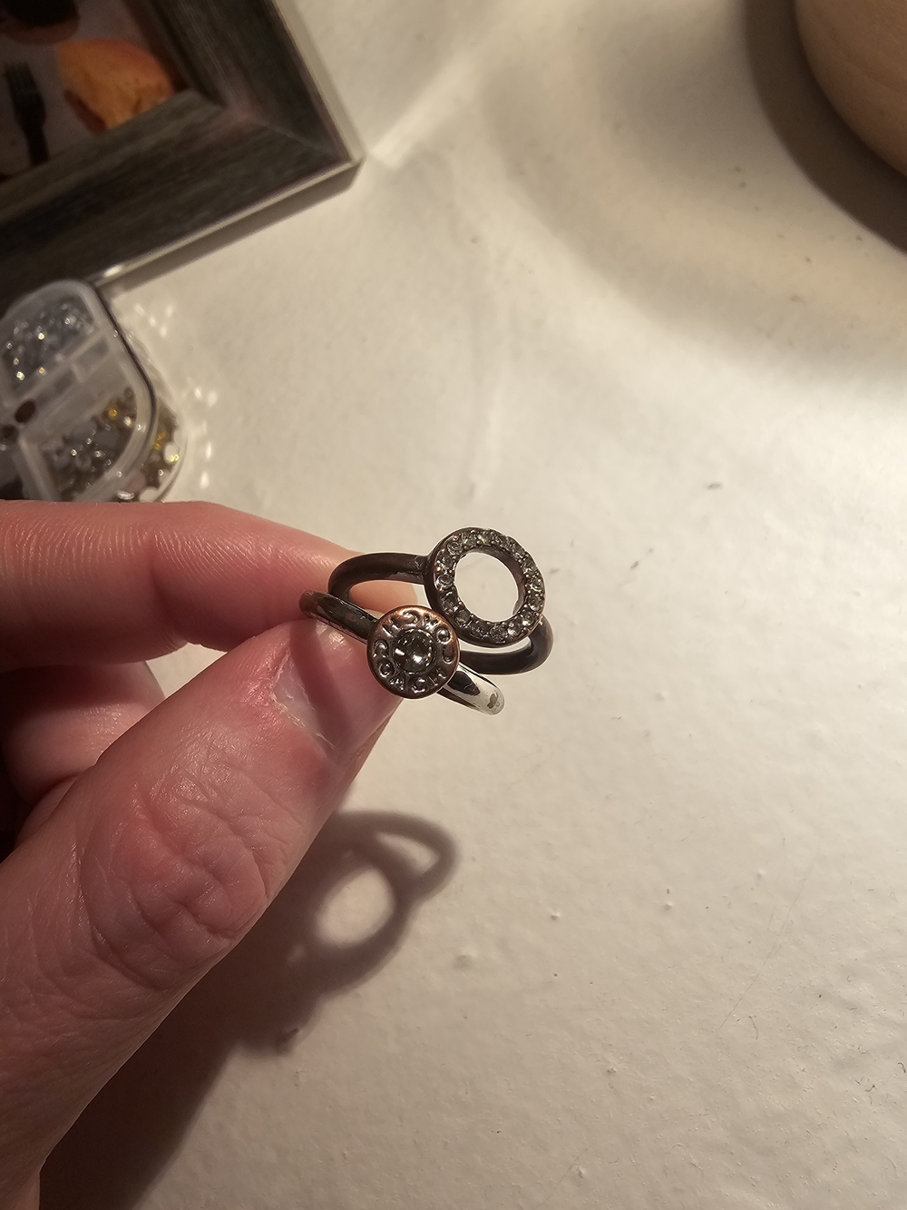Coach Silver Open Circle and Disc Ring with Cubic Zirconia - Silver